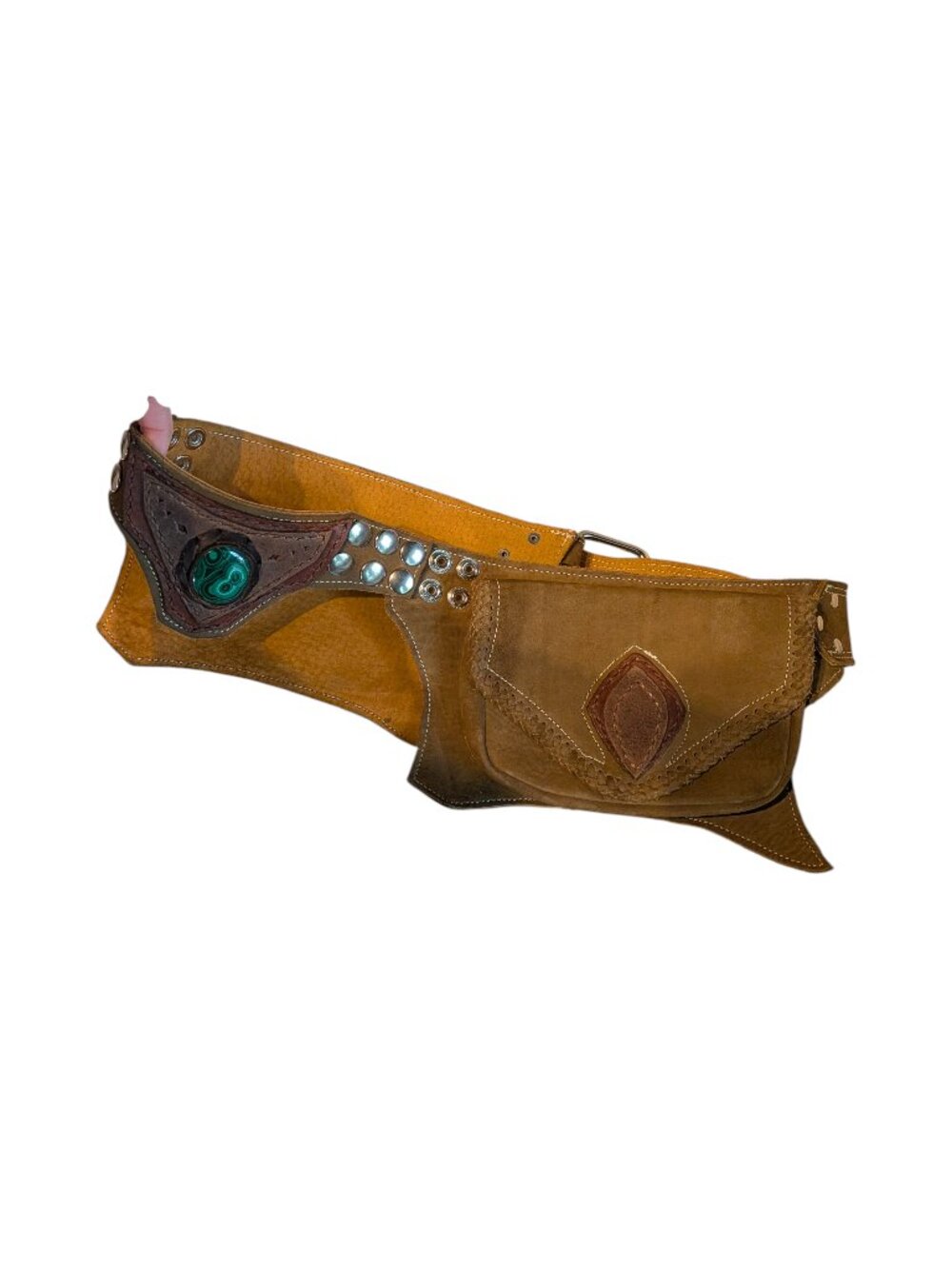 Handmade buffalo leather Steampunk Belt with Pouches